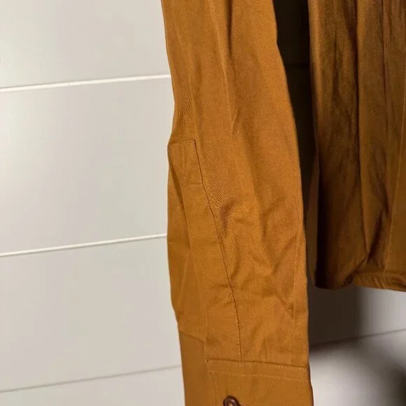 Q.U.E. Long Sleeve Button Down Blouse Copper Embellished Flowers Size 10 - Picture 3 of 8